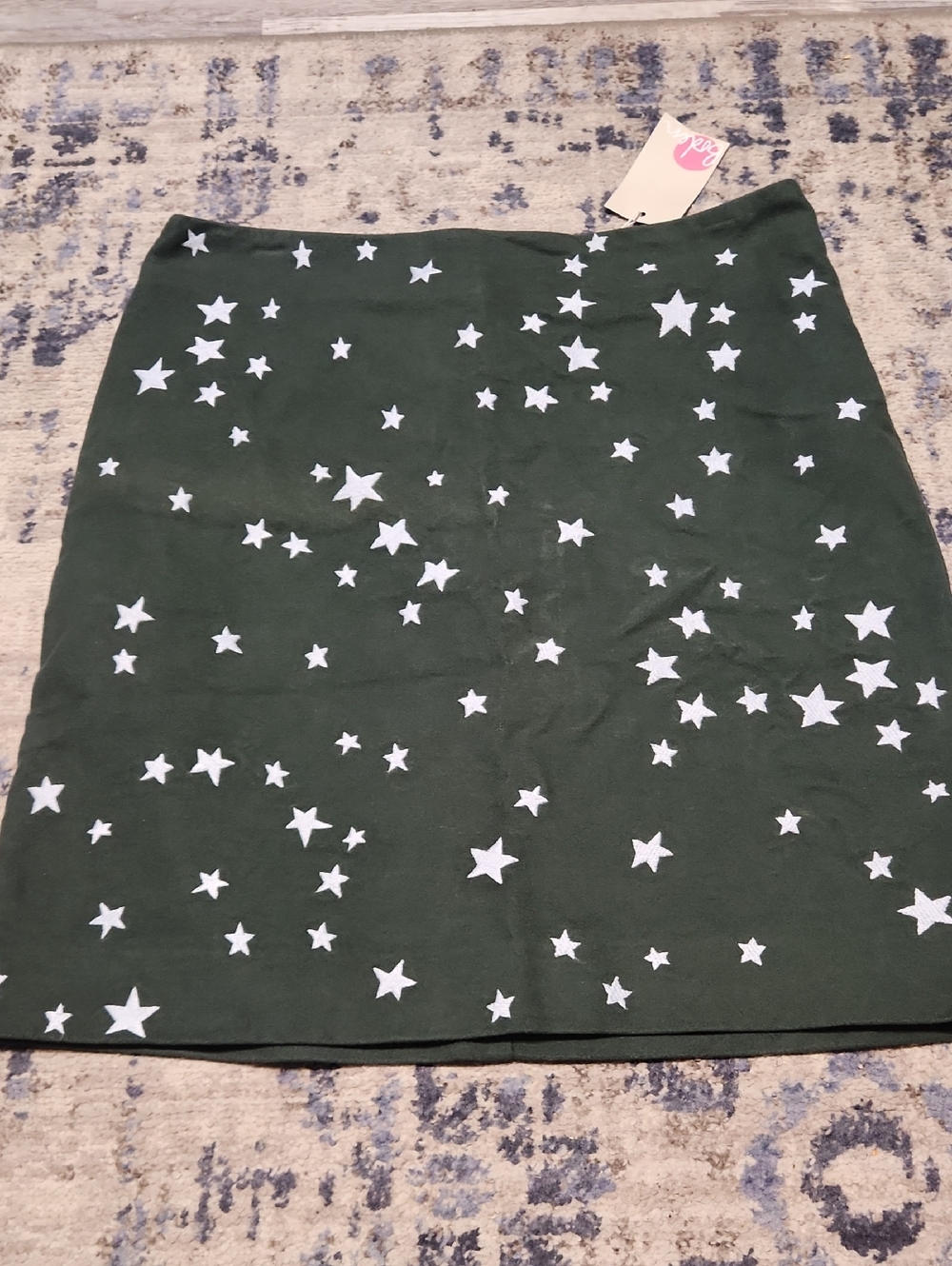 Boden NWT Green Skirt with White Star Print